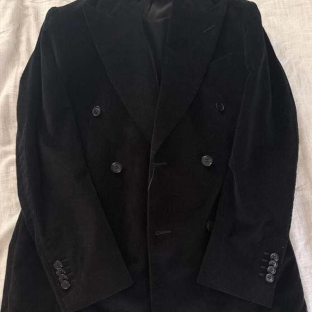 SuitSupply Black Corduroy Double Breasted Suit Size 36S NWT